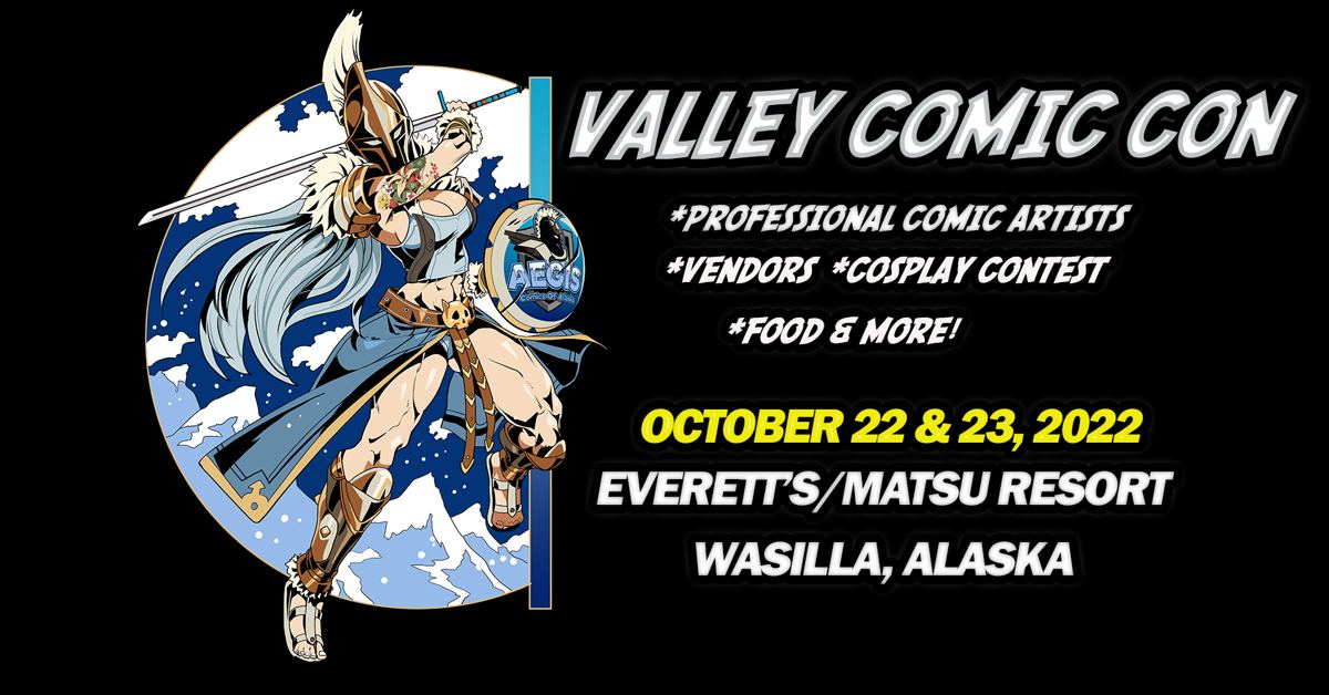 Valley Comic Con 2022 wide banner with dates and venue